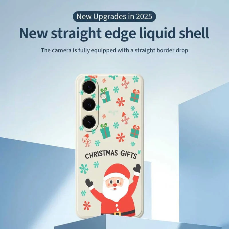 For Samsung Galaxy S24 FE Case Christmas Gifts Pattern Printing Straight Edge TPU Phone Back Cover - Beige
