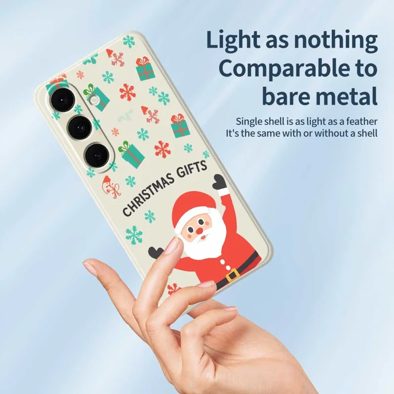 For Samsung Galaxy S24 FE Case Christmas Gifts Pattern Printing Straight Edge TPU Phone Back Cover - Beige