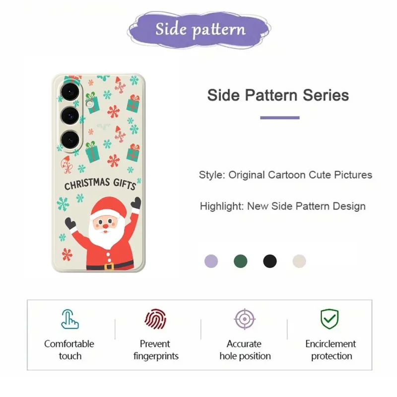 For Samsung Galaxy S24 FE Case Christmas Gifts Pattern Printing Straight Edge TPU Phone Back Cover - Beige