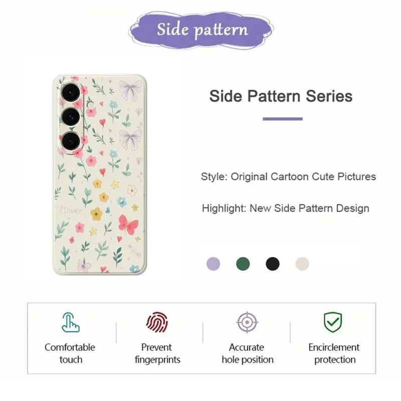 For Samsung Galaxy S24 FE Case Floral Bow Pattern Printing Straight Edge TPU Phone Back Cover - Beige