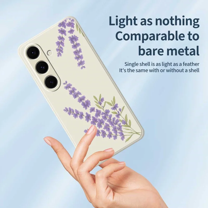 For Samsung Galaxy S24 FE Case Lavender Pattern Printing Straight Edge TPU Phone Back Cover - Green