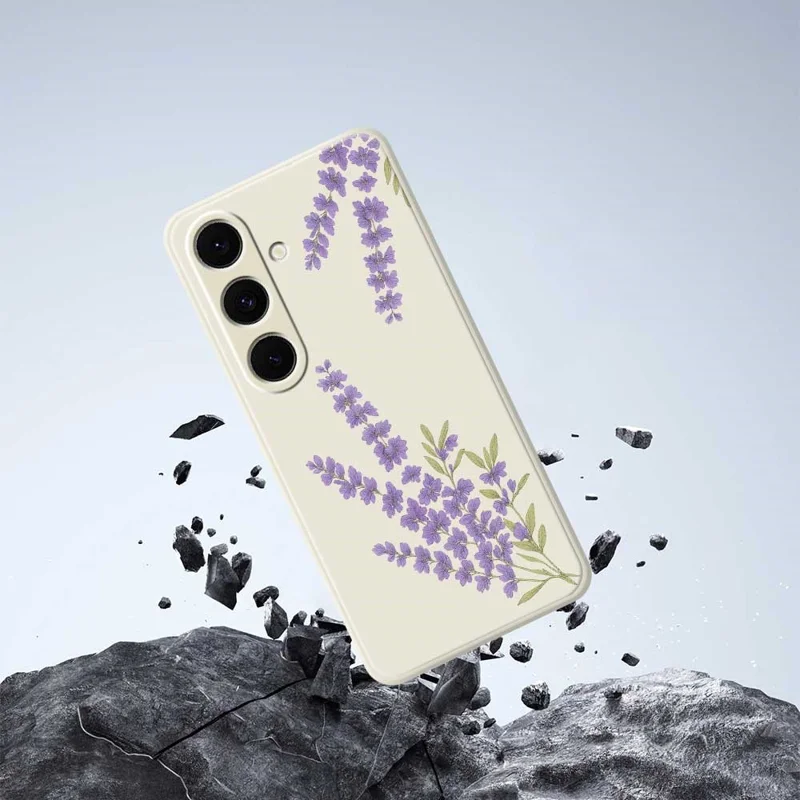 For Samsung Galaxy S24 FE Case Lavender Pattern Printing Straight Edge TPU Phone Back Cover - Green
