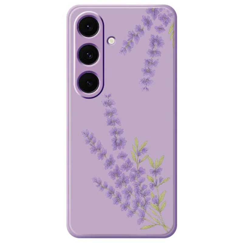 For Samsung Galaxy S24 FE Case Lavender Pattern Printing Straight Edge TPU Phone Back Cover - Purple