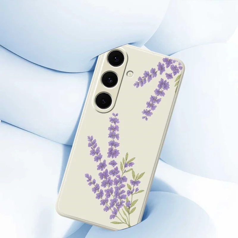 For Samsung Galaxy S24 FE Case Lavender Pattern Printing Straight Edge TPU Phone Back Cover - Purple