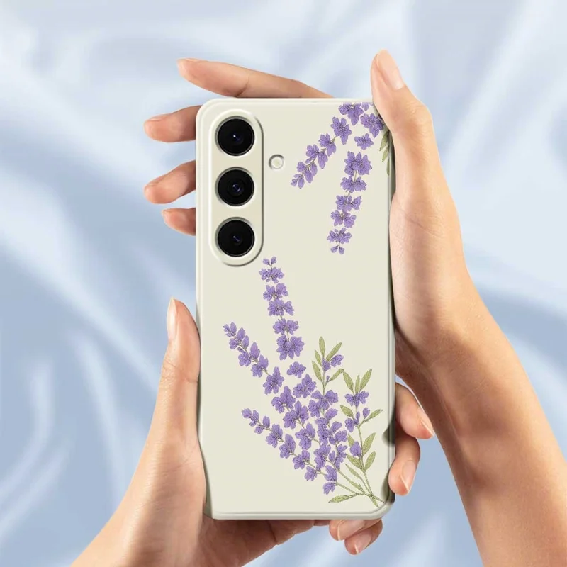 For Samsung Galaxy S24 FE Case Lavender Pattern Printing Straight Edge TPU Phone Back Cover - Purple