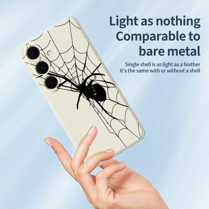 For Samsung Galaxy S24 FE Case Spider Pattern Printing Straight Edge TPU Phone Back Cover - Green