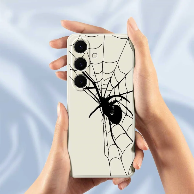 For Samsung Galaxy S24 FE Case Spider Pattern Printing Straight Edge TPU Phone Back Cover - Green