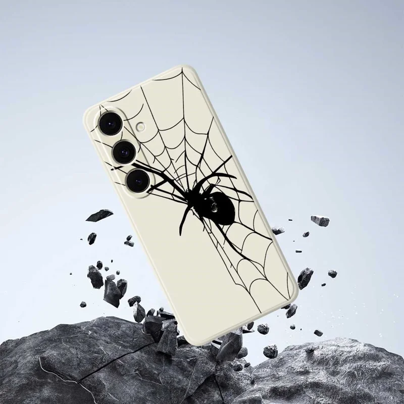 For Samsung Galaxy S24 FE Case Spider Pattern Printing Straight Edge TPU Phone Back Cover - Green