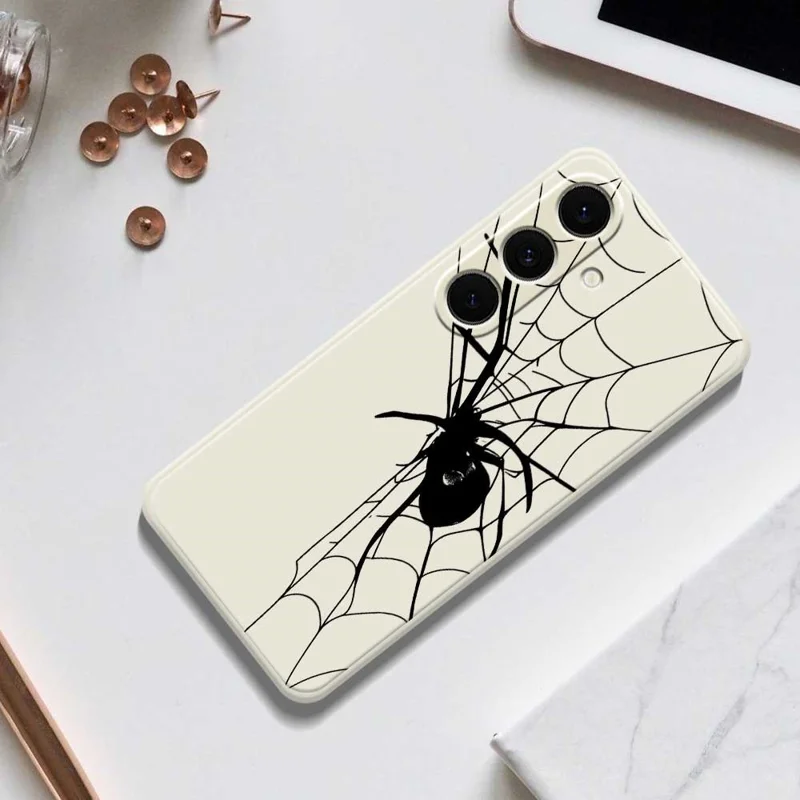 For Samsung Galaxy S24 FE Case Spider Pattern Printing Straight Edge TPU Phone Back Cover - Green