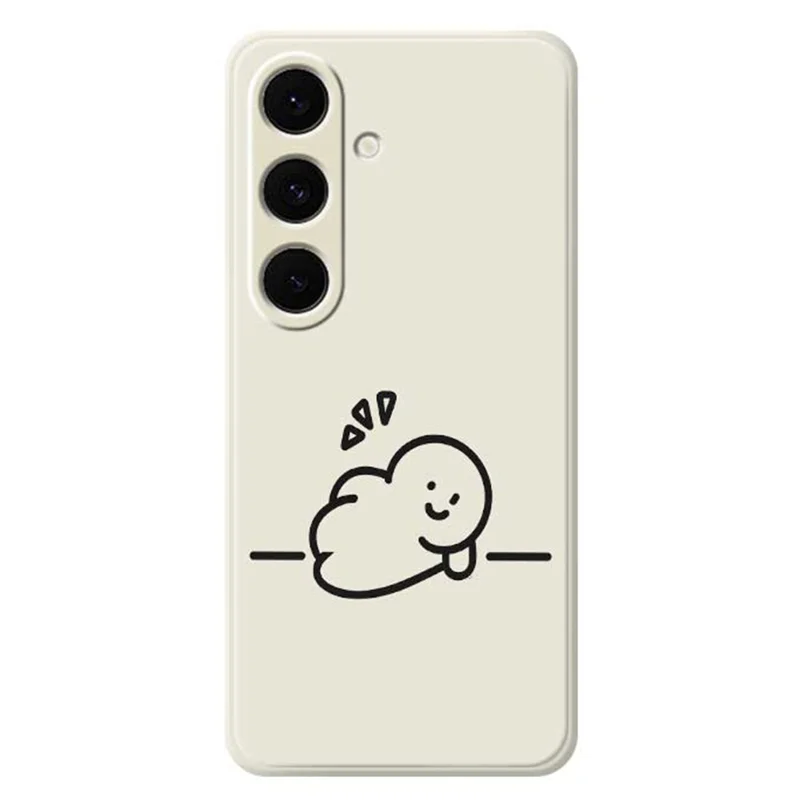For Samsung Galaxy S24 FE Case Stick Figure Pattern Printing Straight Edge TPU Phone Back Cover - Beige