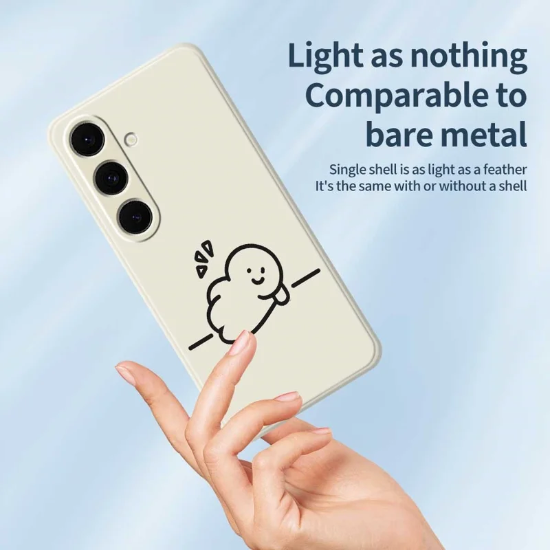 For Samsung Galaxy S24 FE Case Stick Figure Pattern Printing Straight Edge TPU Phone Back Cover - Beige