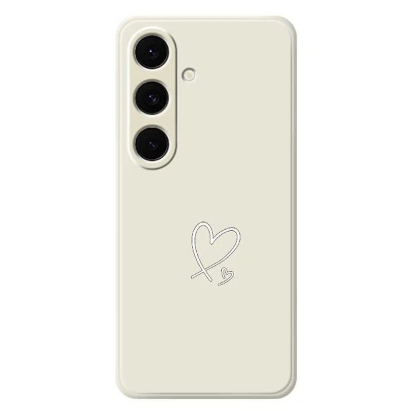 For Samsung Galaxy S24 FE Case White Love Pattern Printing Straight Edge TPU Phone Back Cover - Beige