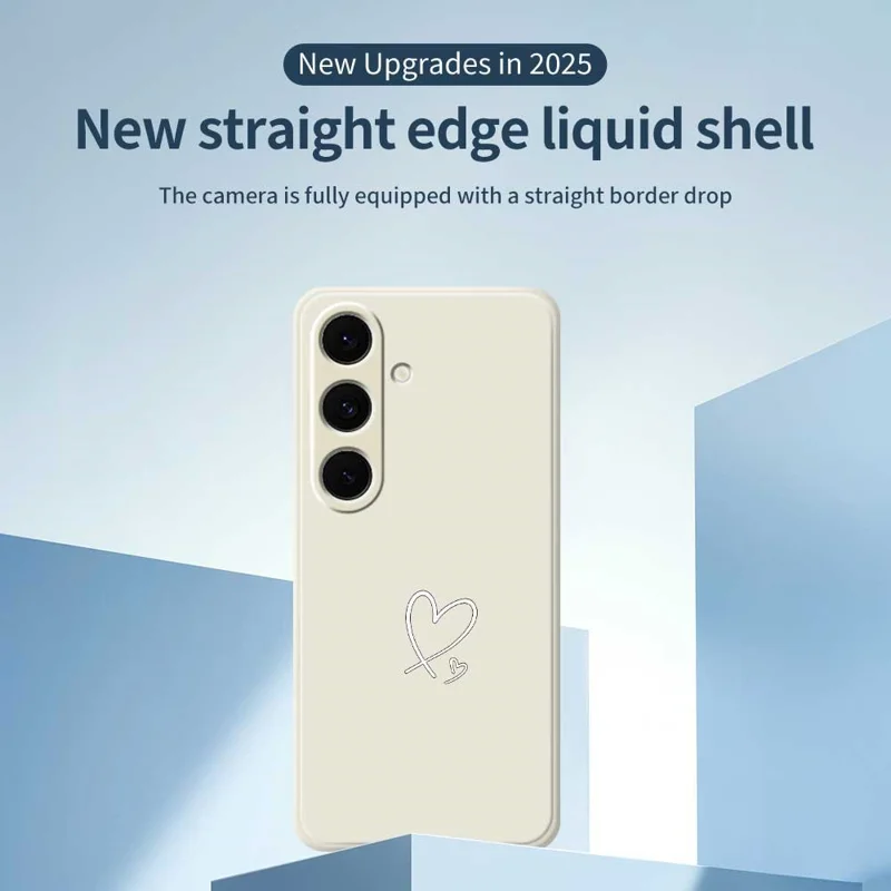 For Samsung Galaxy S24 FE Case White Love Pattern Printing Straight Edge TPU Phone Back Cover - Beige