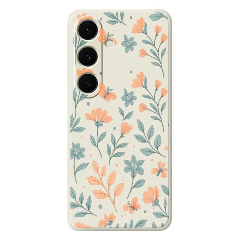 For Samsung Galaxy S24 FE Case Yellow Flowers Pattern Printing Straight Edge TPU Phone Back Cover - Beige