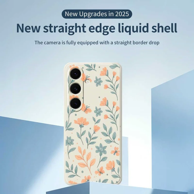 For Samsung Galaxy S24 FE Case Yellow Flowers Pattern Printing Straight Edge TPU Phone Back Cover - Beige