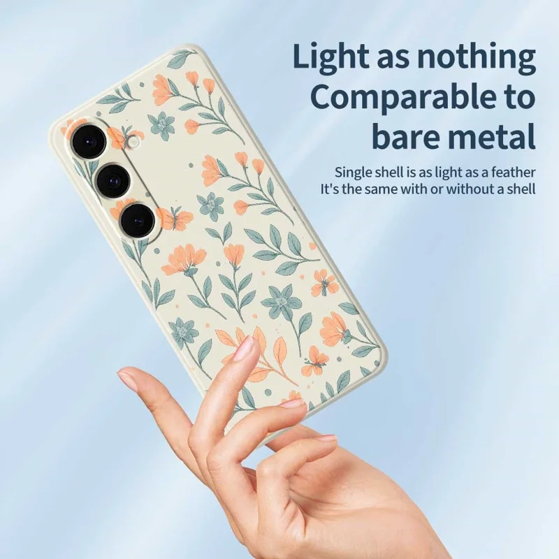 For Samsung Galaxy S24 FE Case Yellow Flowers Pattern Printing Straight Edge TPU Phone Back Cover - Beige