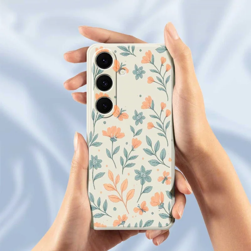 For Samsung Galaxy S24 FE Case Yellow Flowers Pattern Printing Straight Edge TPU Phone Back Cover - Beige