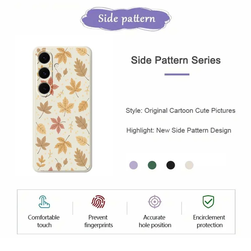 For Samsung Galaxy S24 FE Case Leaves Pattern Printing Straight Edge TPU Phone Back Cover - Green