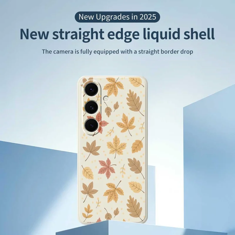 For Samsung Galaxy S24 FE Case Leaves Pattern Printing Straight Edge TPU Phone Back Cover - Green