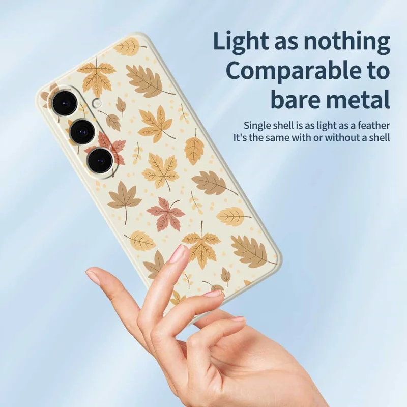 For Samsung Galaxy S24 FE Case Leaves Pattern Printing Straight Edge TPU Phone Back Cover - Green