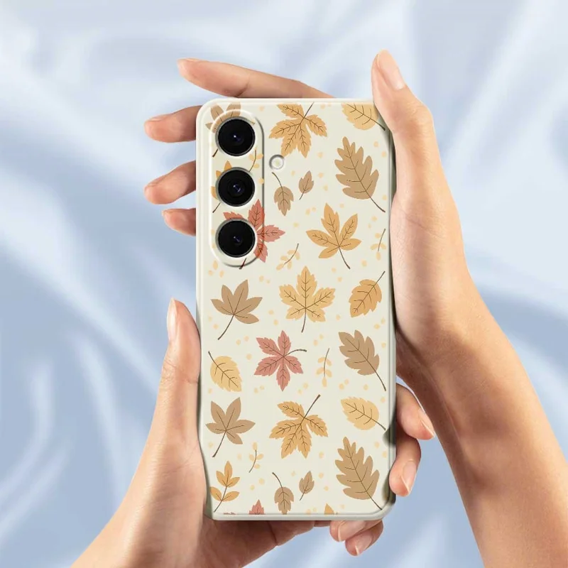 For Samsung Galaxy S24 FE Case Leaves Pattern Printing Straight Edge TPU Phone Back Cover - Green