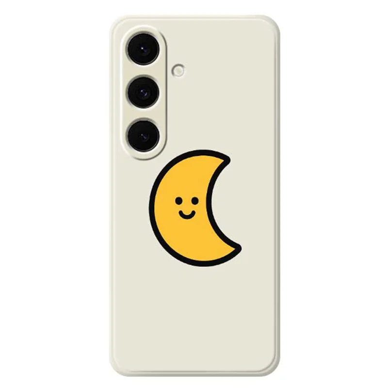 For Samsung Galaxy S24 FE Case Yellow Moon Pattern Printing Straight Edge TPU Phone Back Cover - Beige