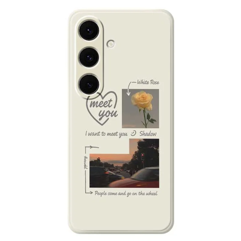 For Samsung Galaxy S24 FE Case Meet You Photo Pattern Printing Straight Edge TPU Phone Back Cover - Beige