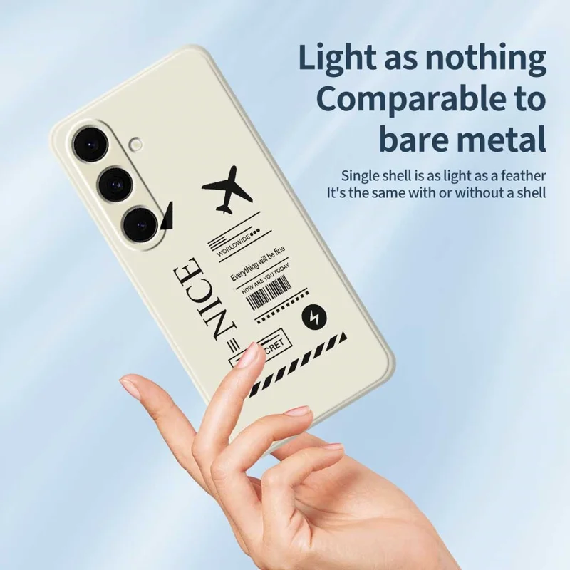 For Samsung Galaxy S24 FE Case Boarding Ticket Pattern Printing Straight Edge TPU Phone Back Cover - Black