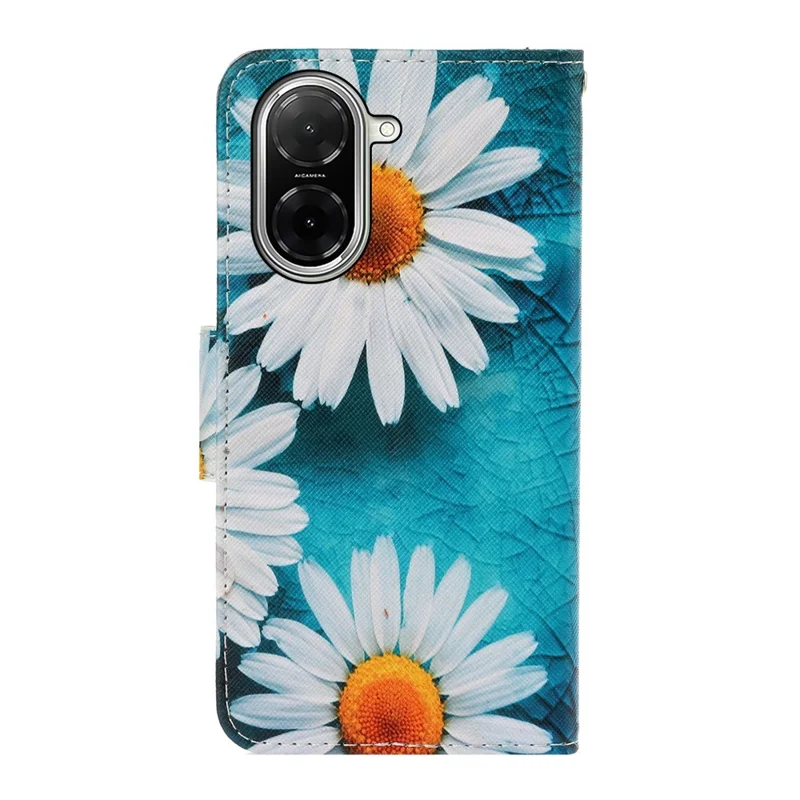 Чехол для Xiaomi Redmi A5 4G (171,7 мм) с рисунком, кожаный чехол-книжка с защитой и ремешком на руку - Хризантема