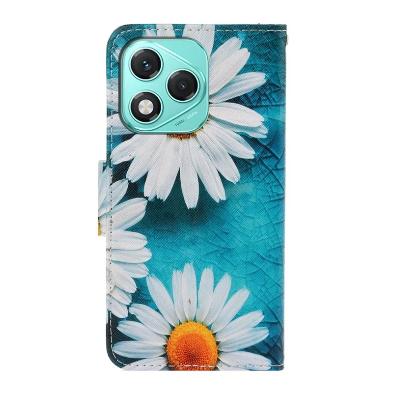 For Honor 400 Lite 5G Case Pattern Printing Protective Leather Folio Phone Cover with Wrist Strap - Chrysanthemum