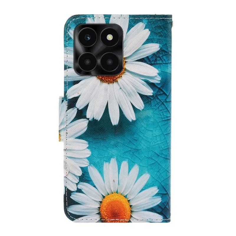 Étui de protection pour Honor X6c 4G / X6b 4G / X6a 4G / X5b / X5b Plus Impression de motif Housse de téléphone en cuir avec dragonne - Chrysanthème