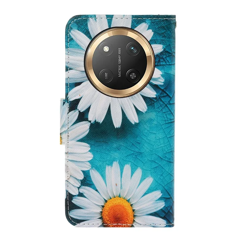 Étui For Honor X60 Pro 5G / X9c 5G / Magic7 Lite 5G à motif imprimé en cuir de protection avec dragonne - Chrysanthème