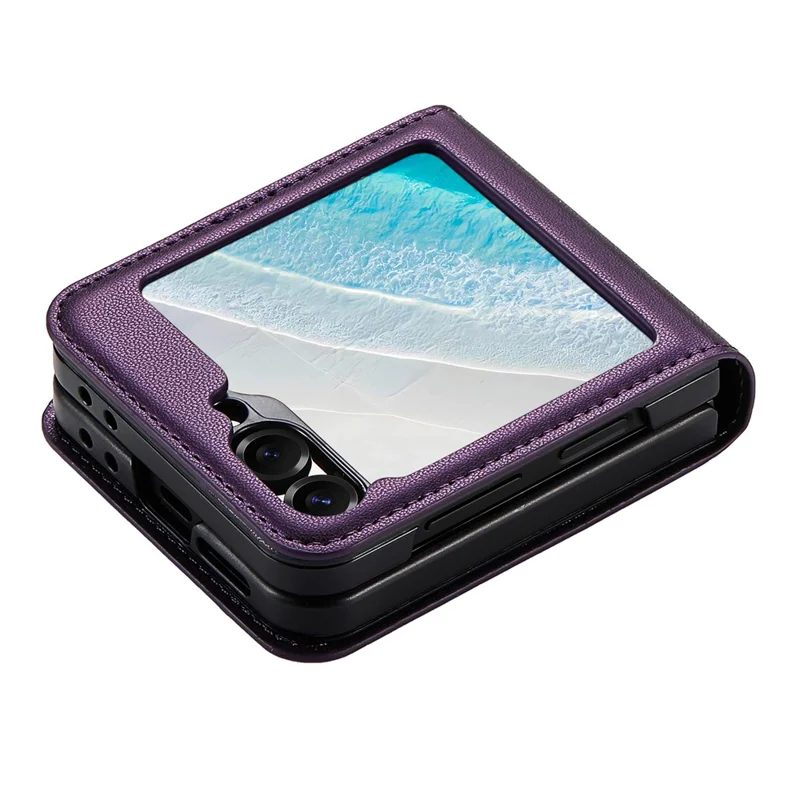 N.BEKUS For Samsung Galaxy Z Flip6 5G / Flip7 FE 5G Case Card Slot PU + PC Phone Back Cover - Purple