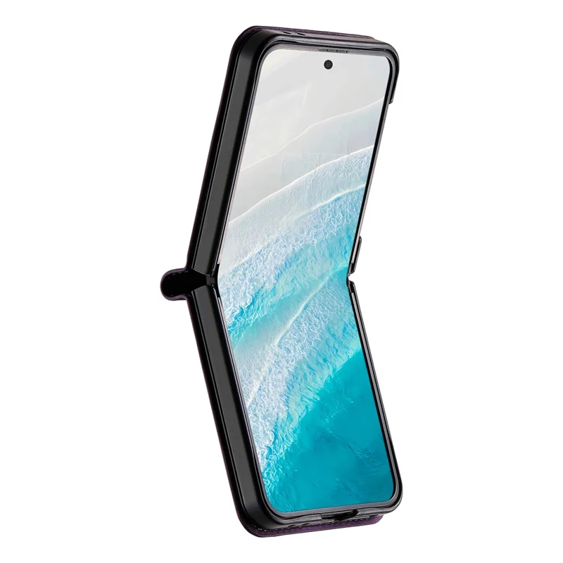 N.BEKUS For Samsung Galaxy Z Flip6 5G / Flip7 FE 5G Case Card Slot PU + PC Phone Back Cover - Purple