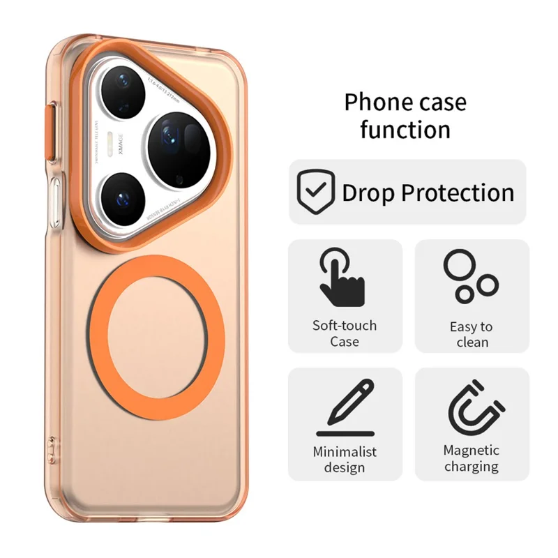 For Huawei Pura 80 Ultra Magnetic Case Anti Drop Hybrid Phone Back Cover - Orange