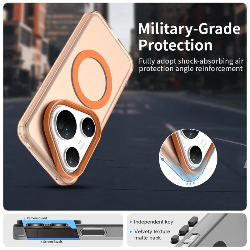 For Huawei Pura 80 Ultra Magnetic Case Anti Drop Hybrid Phone Back Cover - Orange