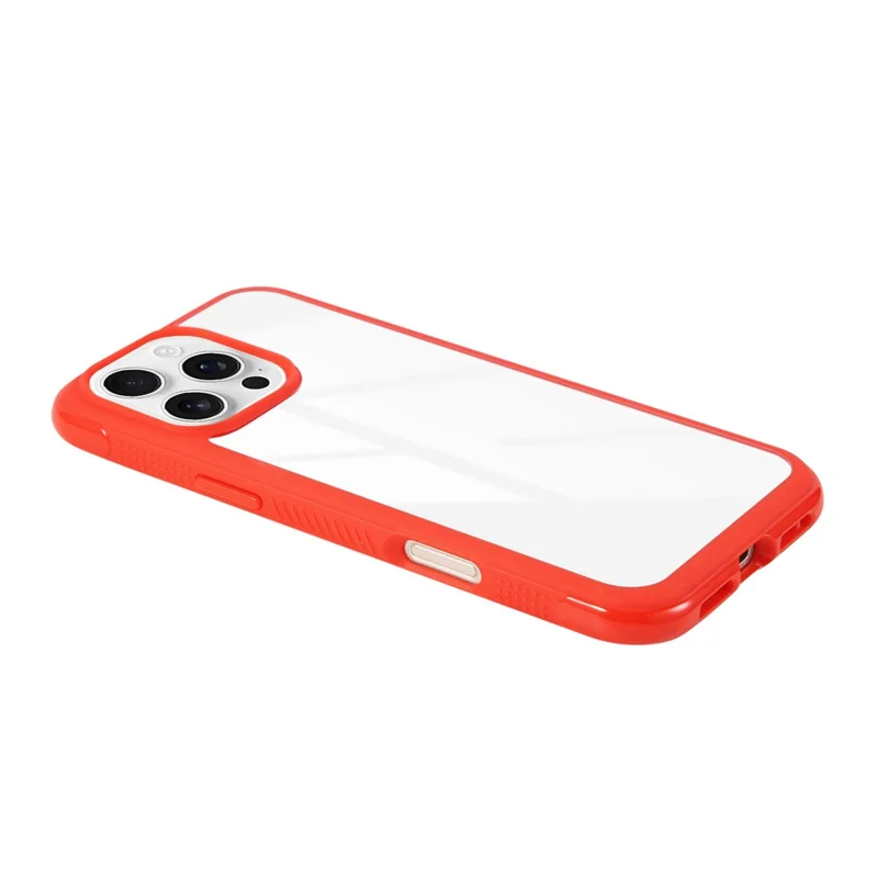 For iPhone 16 Pro Max Case TPU + PC Transparent Protective Phone Cover - Rød