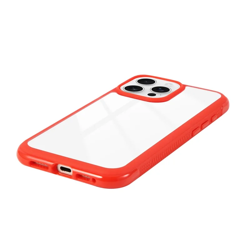 For iPhone 16 Pro Max Case TPU + PC Transparent Protective Phone Cover - Rød