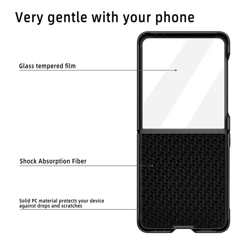 Étui pour Samsung Galaxy Z Flip7 5G Compatible avec MagSafe Support Rigide PC+PU avec Protection d'Écran / Film d'Objectif - Noir Blé