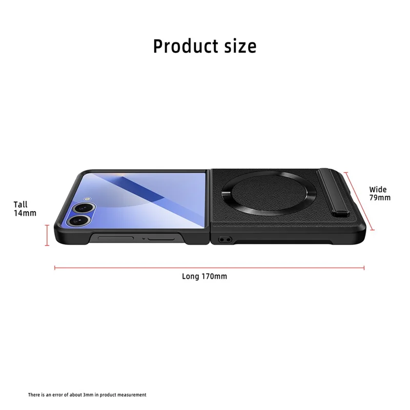 Étui pour Samsung Galaxy Z Flip7 5G Compatible avec MagSafe Support Rigide PC+PU avec Protection d'Écran / Film d'Objectif - Noir Blé