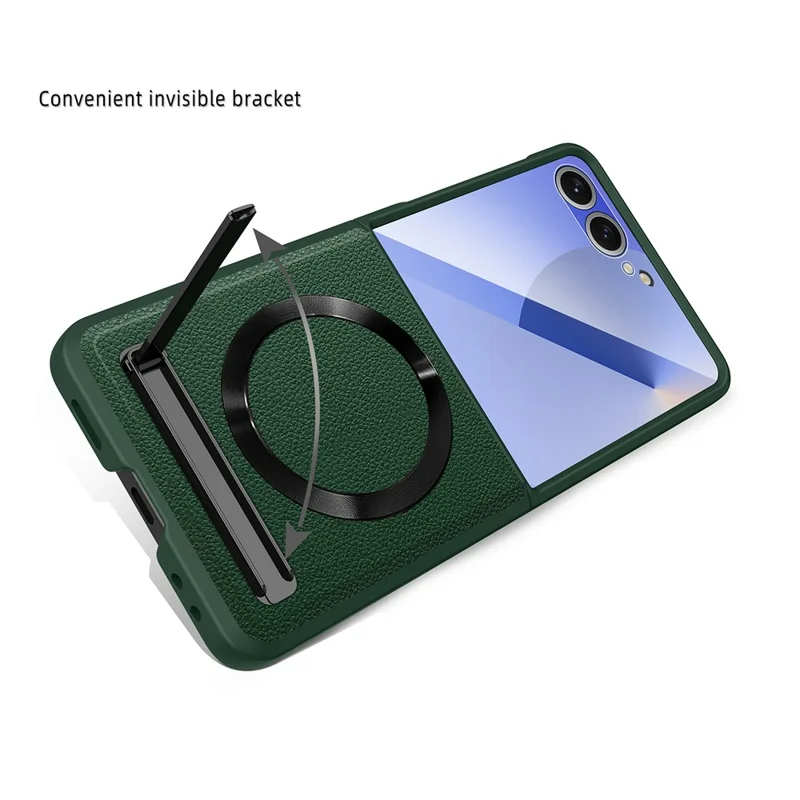 Étui pour Samsung Galaxy Z Flip7 5G Compatible avec MagSafe Support Rigide PC+PU avec Protection d'Écran / Film d'Objectif - Noir Blé
