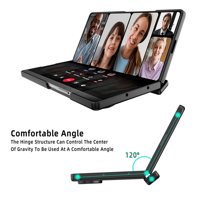 Para Samsung Galaxy Z Fold7 5G Funda Soporte Duro PC Cubierta de Teléfono con Película de Pantalla - Negro