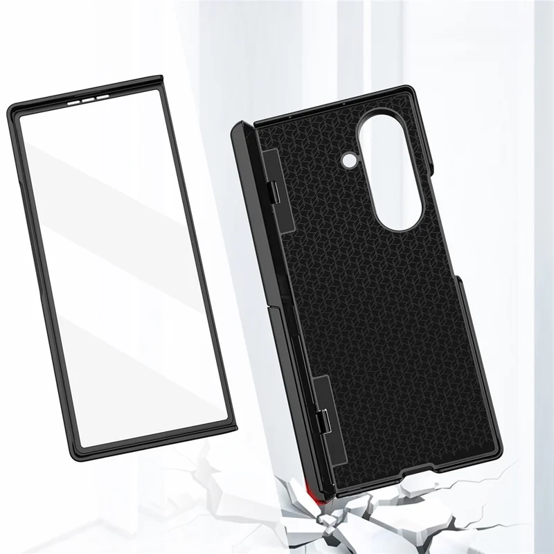 Para Samsung Galaxy Z Fold7 5G Funda Soporte Duro PC Cubierta de Teléfono con Película de Pantalla - Negro