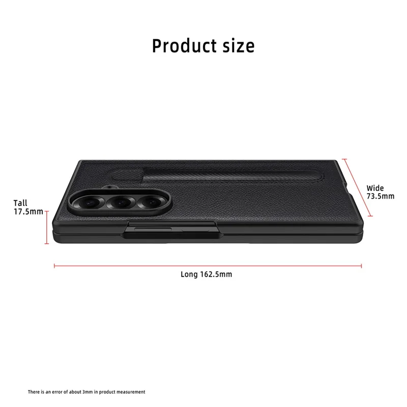 For Samsung Galaxy Z Fold7 5G Case Pencil Holder Litchi Texture PU+PC Phone Cover with Screen Film - Blue