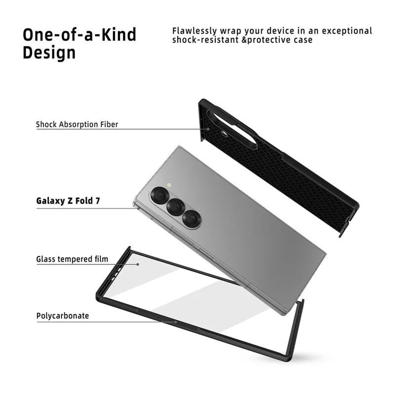 For Samsung Galaxy Z Fold7 5G Case Pencil Holder Litchi Texture PU+PC Phone Cover with Screen Film - Blue