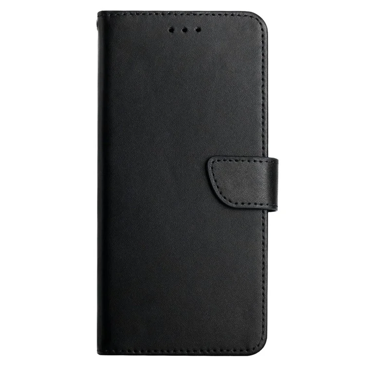 Pour Samsung Galaxy S23 Ultra HT02 Nappa Texture Genuine Leather Drop-proof Phone Case Stand Wallet Folio Flip Cover - Noir