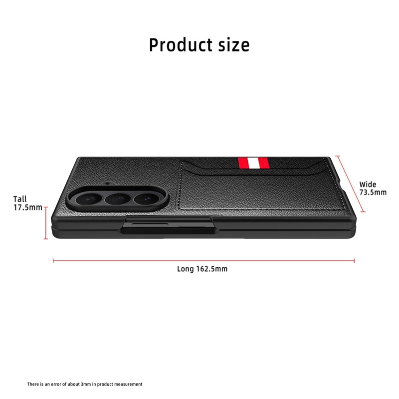 For Samsung Galaxy Z Fold7 5G Case Litchi Texture PU+PC Phone Cover with Screen Film - Black