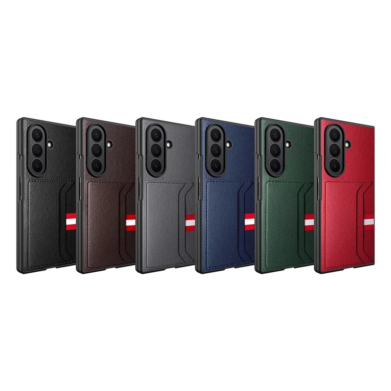 For Samsung Galaxy Z Fold7 5G Case Litchi Texture PU+PC Phone Cover with Screen Film - Black