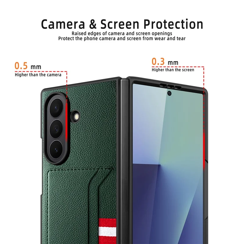 For Samsung Galaxy Z Fold7 5G Case Litchi Texture PU+PC Phone Cover with Screen Film - Black