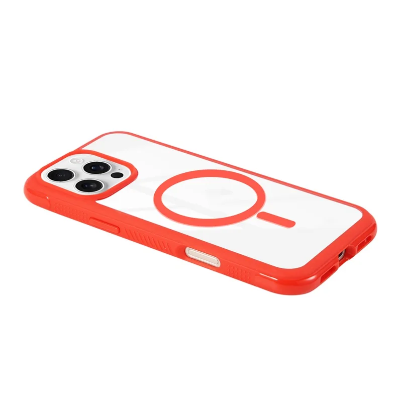 For iPhone 16 Pro Max Case Compatible with MagSafe TPU + PC Transparent Protective Phone Cover - Red